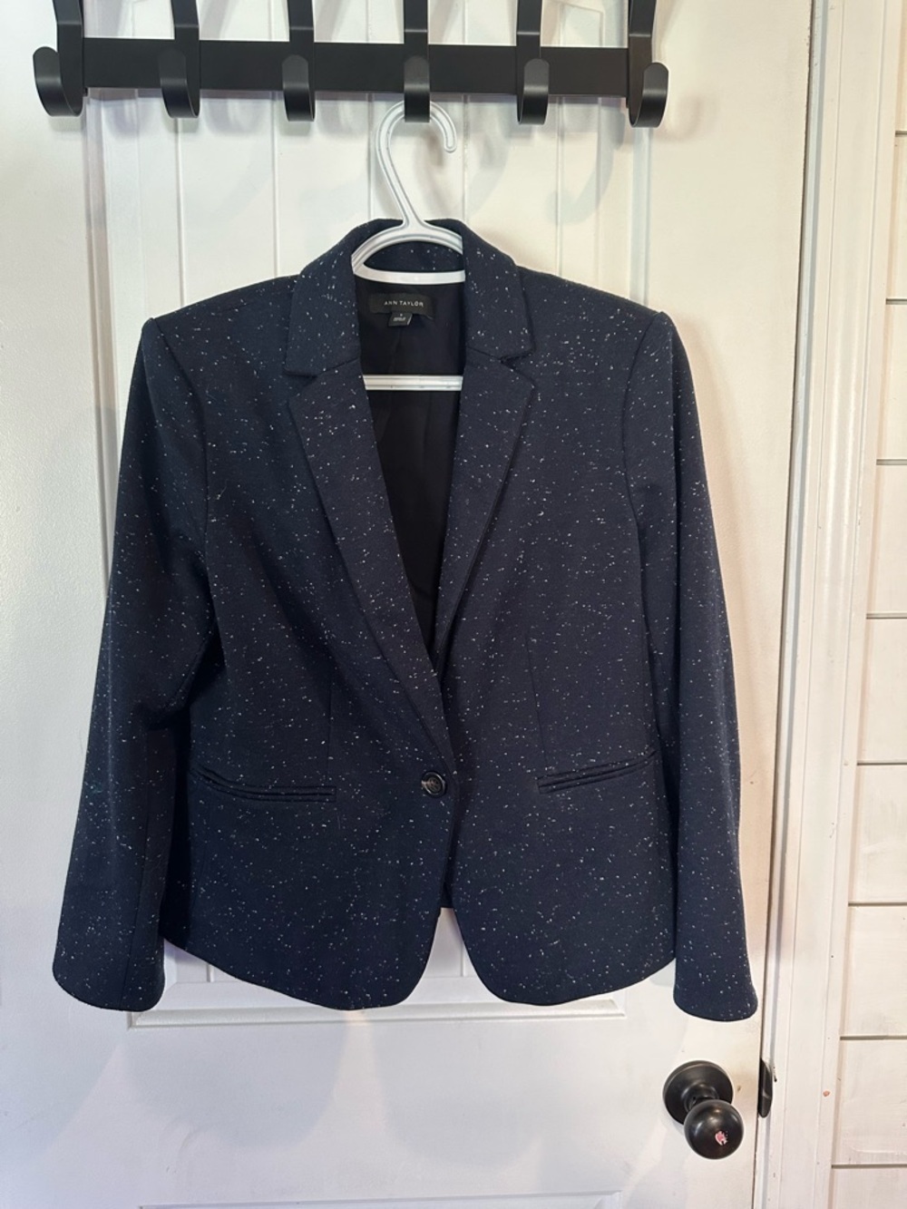 Ann Taylor Navy Blazer with White Speckle